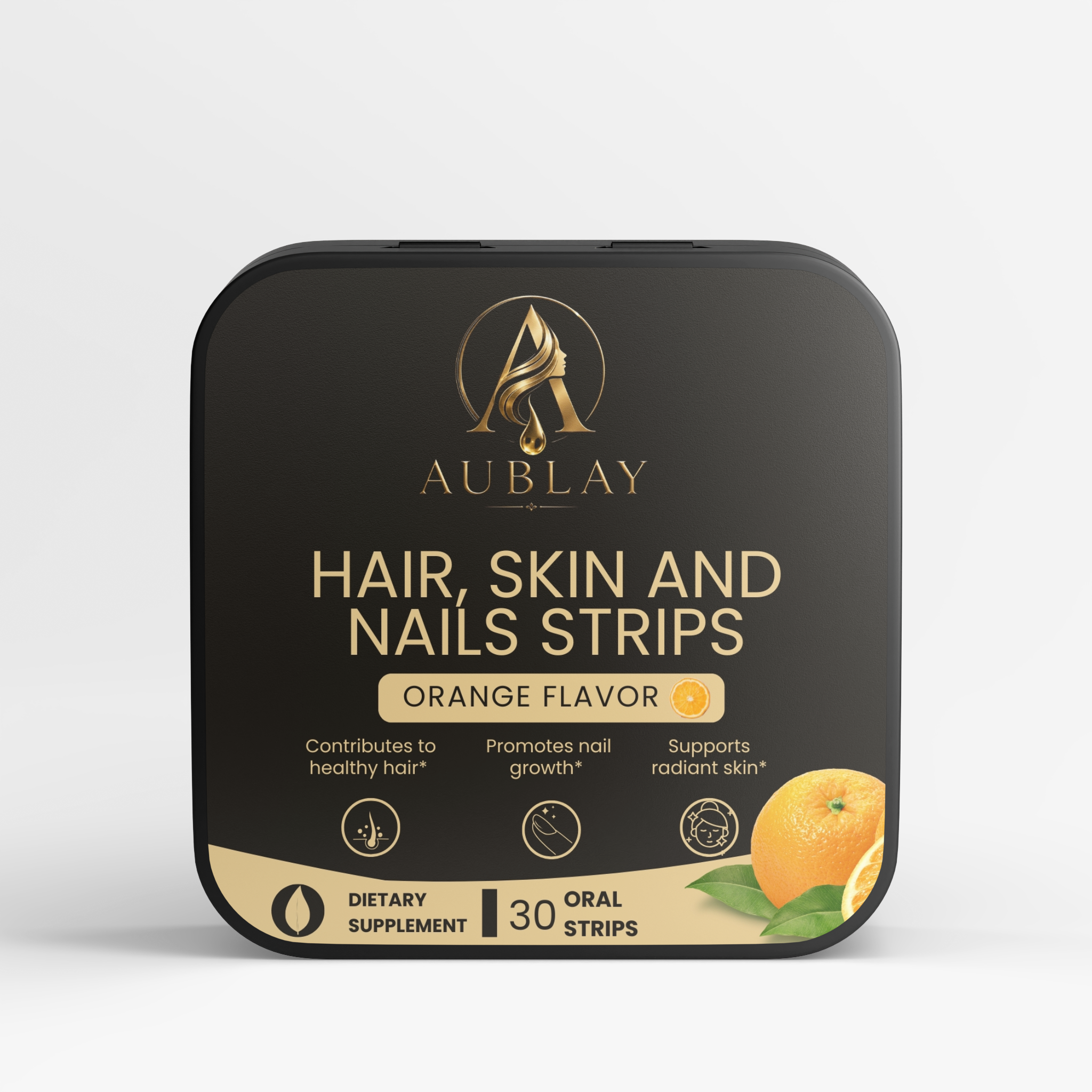 Aublay Hair, Skin and Nails Strips (Orange Flavor)  2)